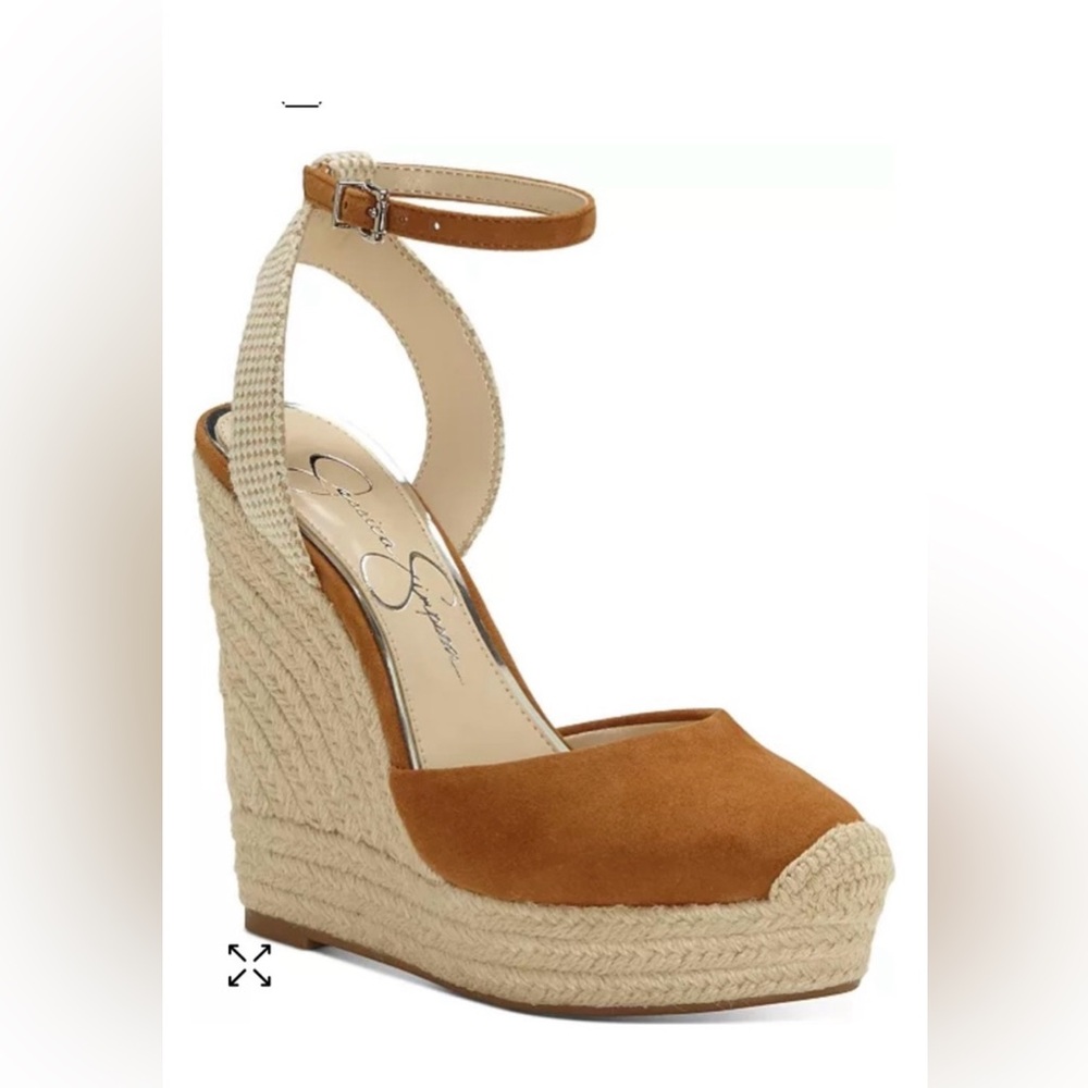 Jessica Simpson Brown and Cream Wedge Heels